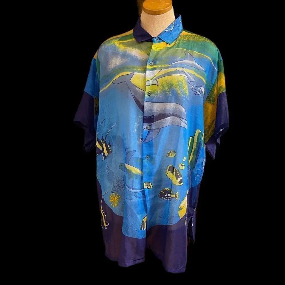 Rima Hawaiian Terryvoile Fish Top Men’s Shirt Size XL XXL See Measurements Rare